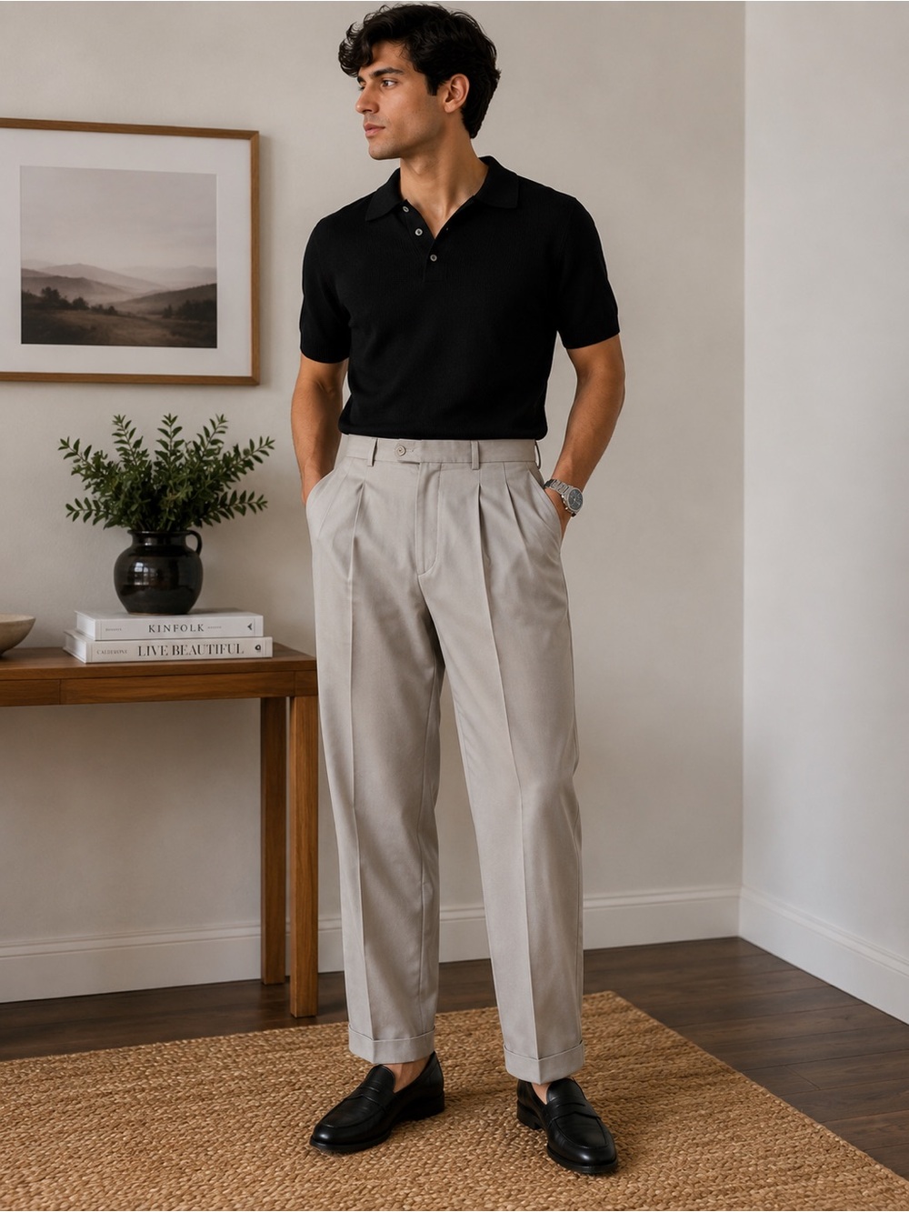 Savane Silkworks Pleated Dress Pants Men’s Size 38x32 Beige Taupe Cuffed Slacks